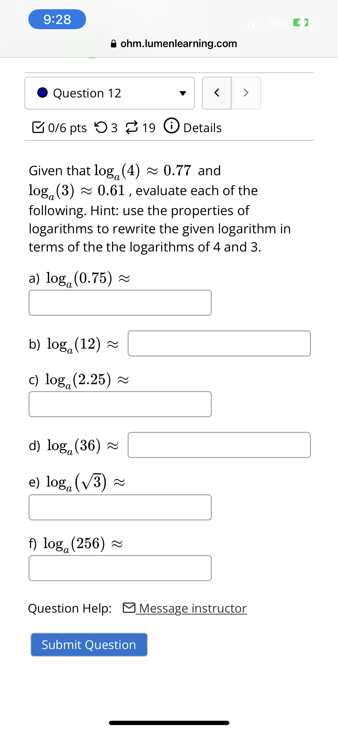  9:28 5G! ( 7 ohm.lumenlearning.com . Question 12 Next question Get