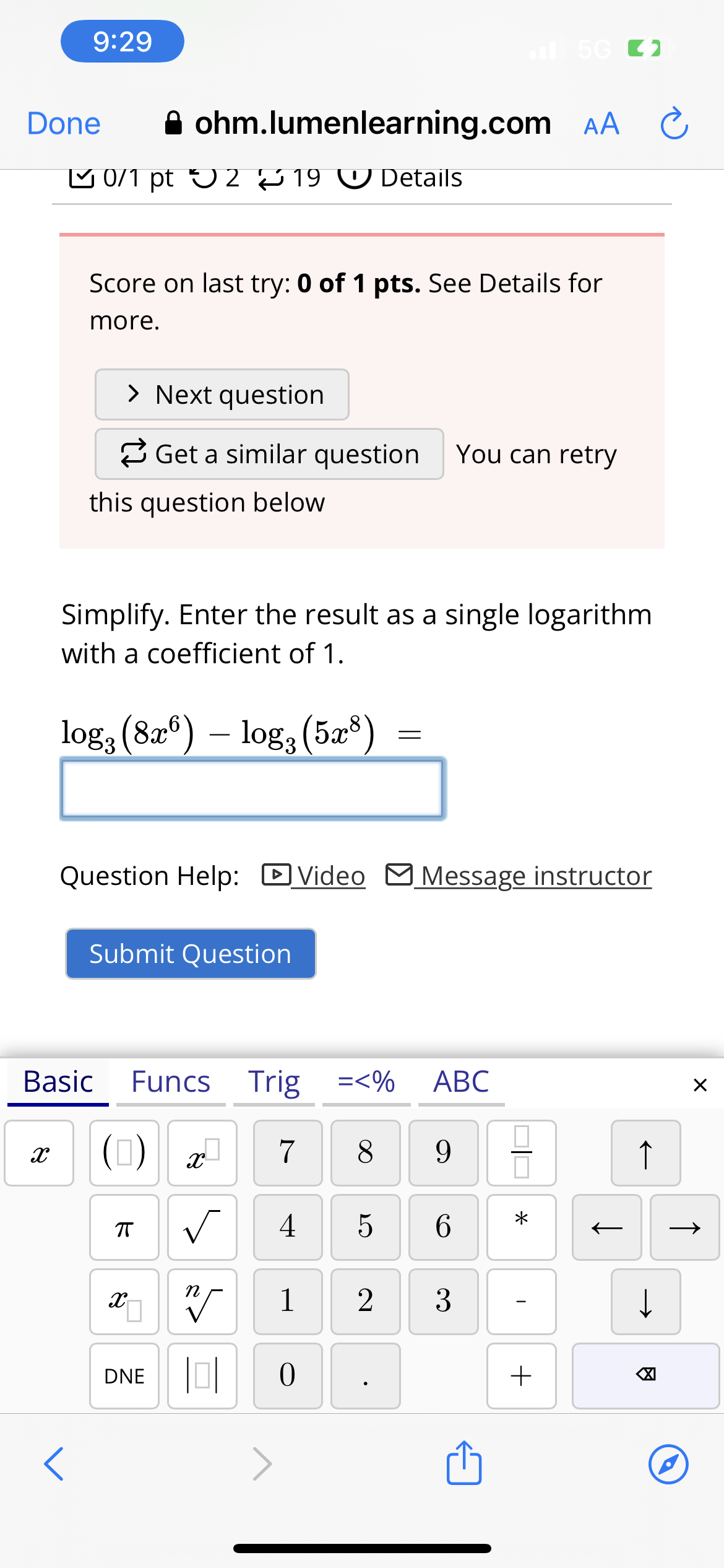 a similar question You can retry this question below Simplify. Enter the