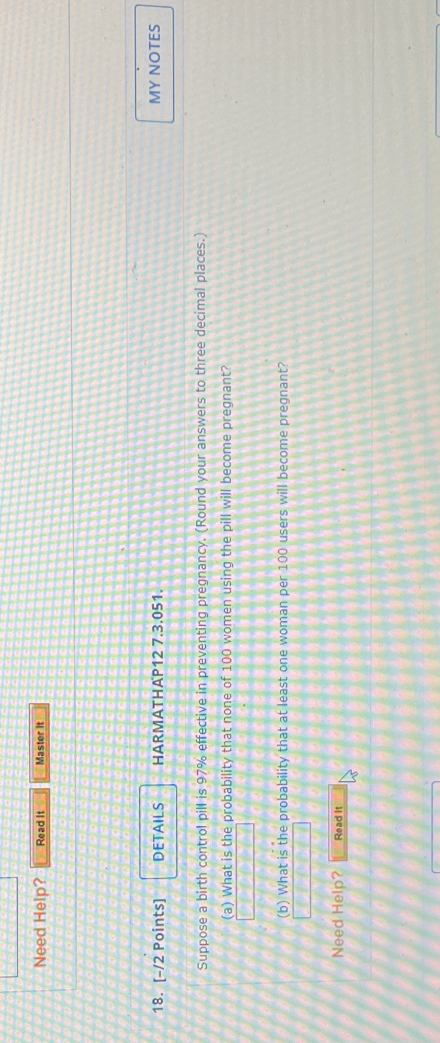  Need Help? Read It Master It 18. [-/2 Points] DETAILS HARMATHAP12