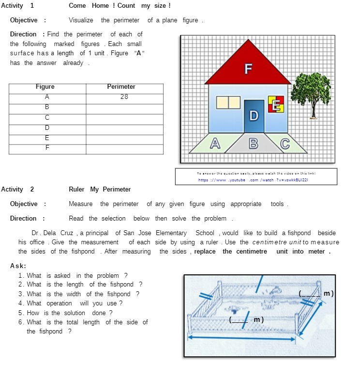  Activity 1 Come Home ! Count my size ! Objective :