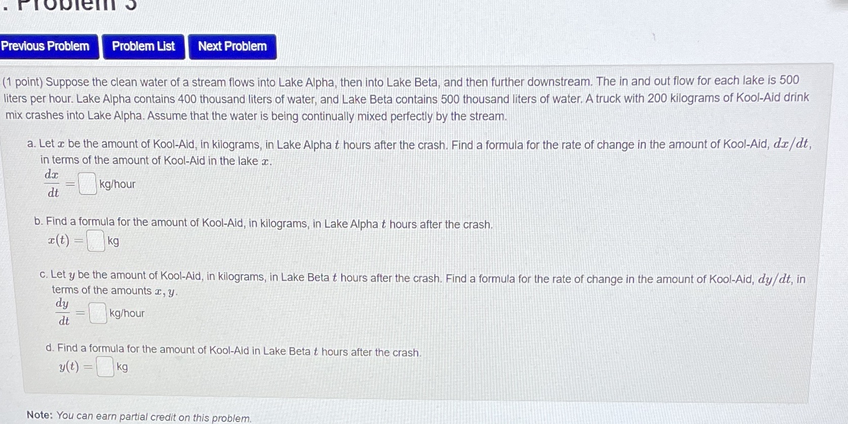  Previous Problem Problem List Next Problem (1 point) Suppose the clean