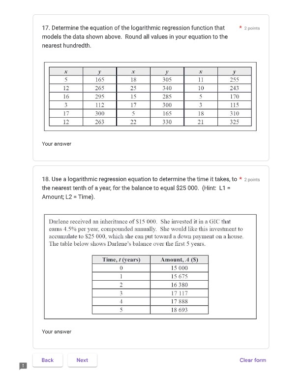 y = ax + b C. y = ax + bx +