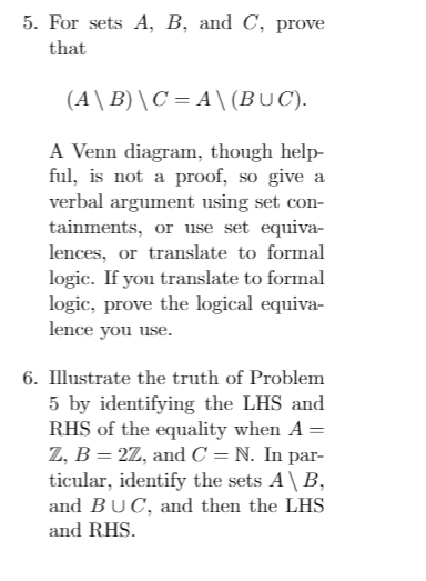 5. For sets A, B, and C, prove that (A \\