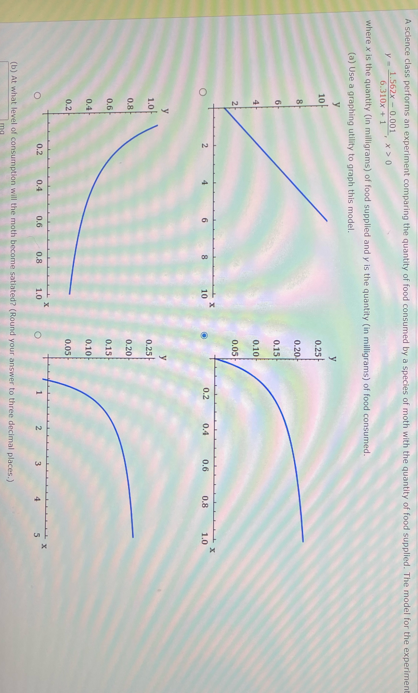 Help A science class performs an experiment comparing the quantity of food