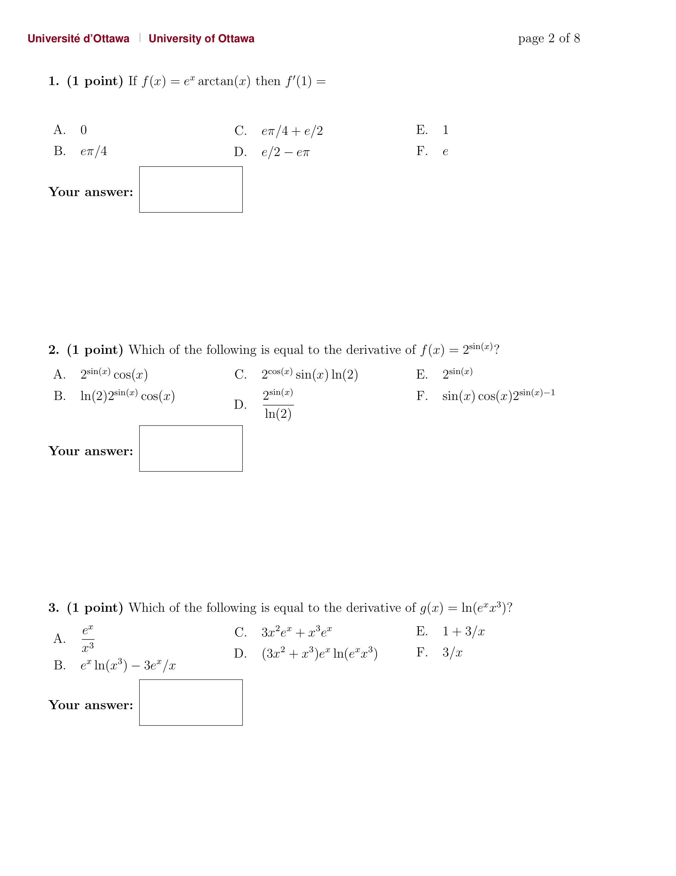please answer all the questions, show and explain each step. Universit d'Ottawa