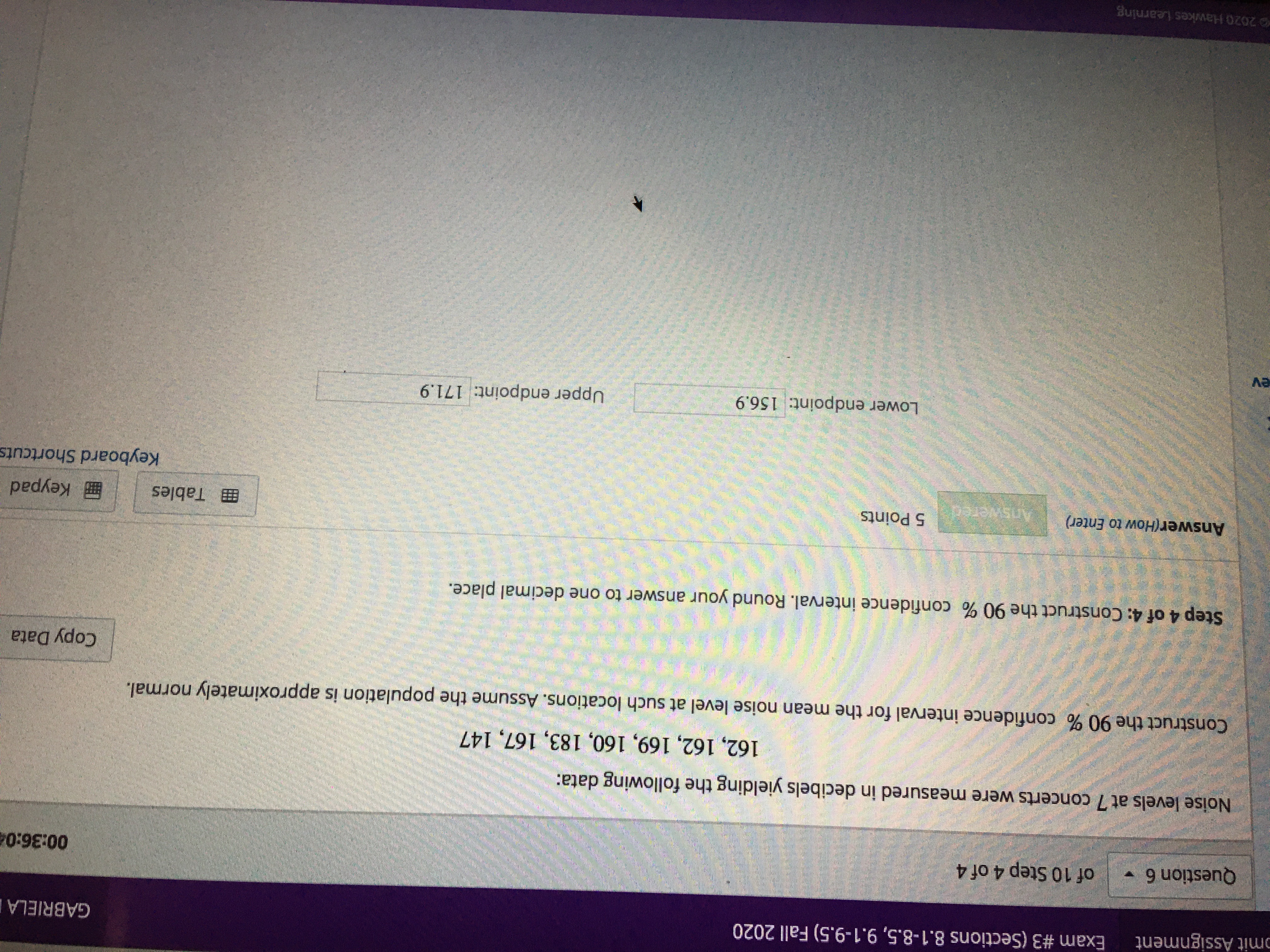 Help constructing the interval step by tep please omit Assignment Exam #3