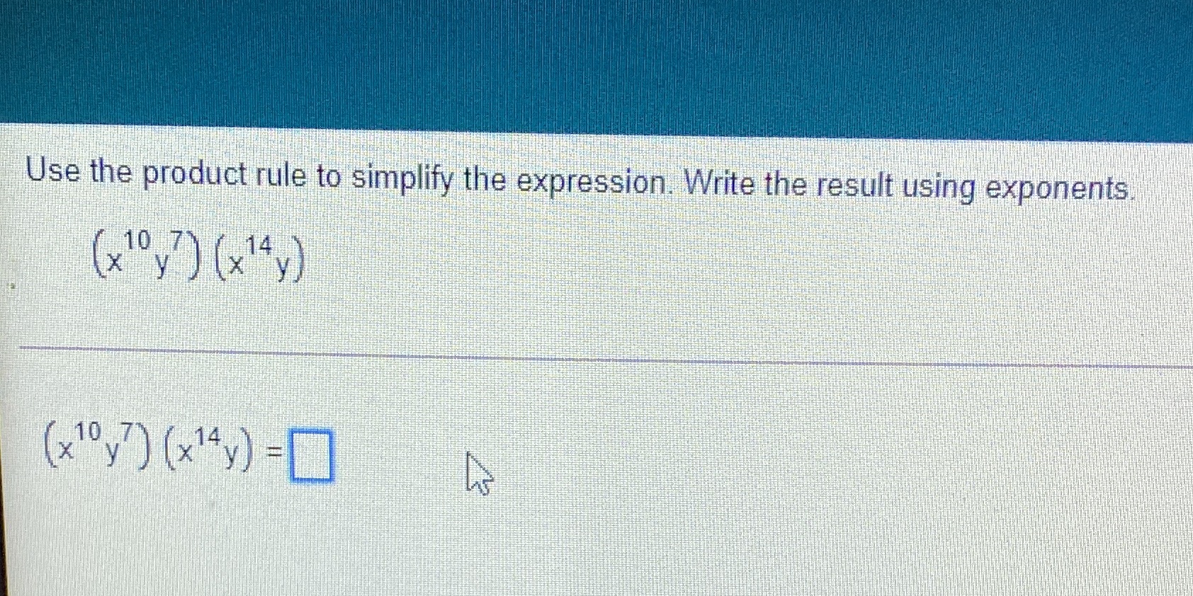 Use the product rule to simplify the expression. Write the result