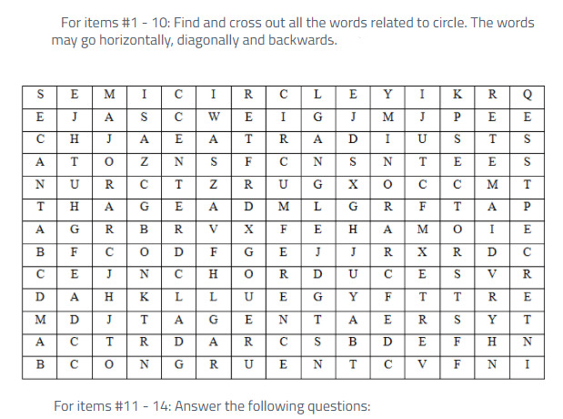 Please help me with these. A.For items #1 - 10: Find and