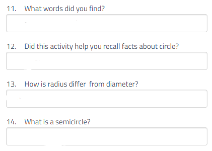 cross out all the words related to circle. The words may go