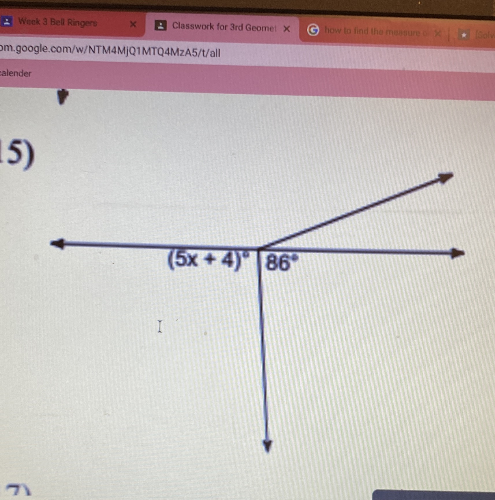 Week 3 Bell Ringers X Classwork for 3rd Geomet X G