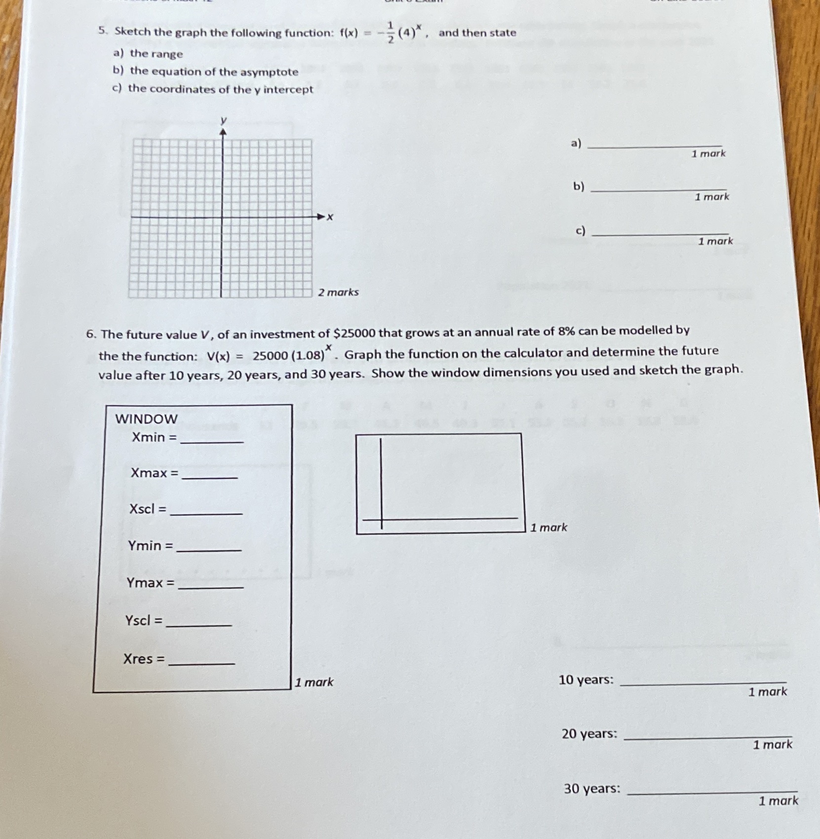 5. Sketch the graph the following function: f(x) = - (4)