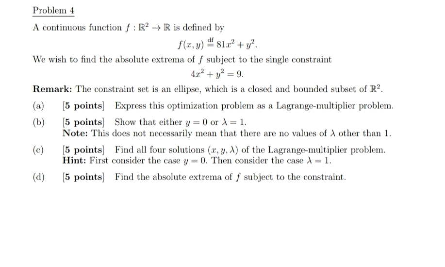 I need handwritten solution Problem 4 A continuous function f : R2