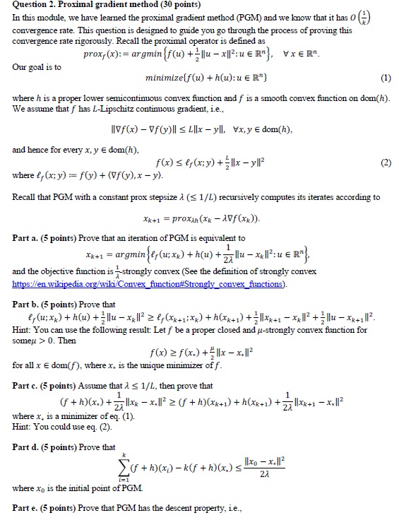 How can I solve the below problems? Question 2. Proximal gradient method