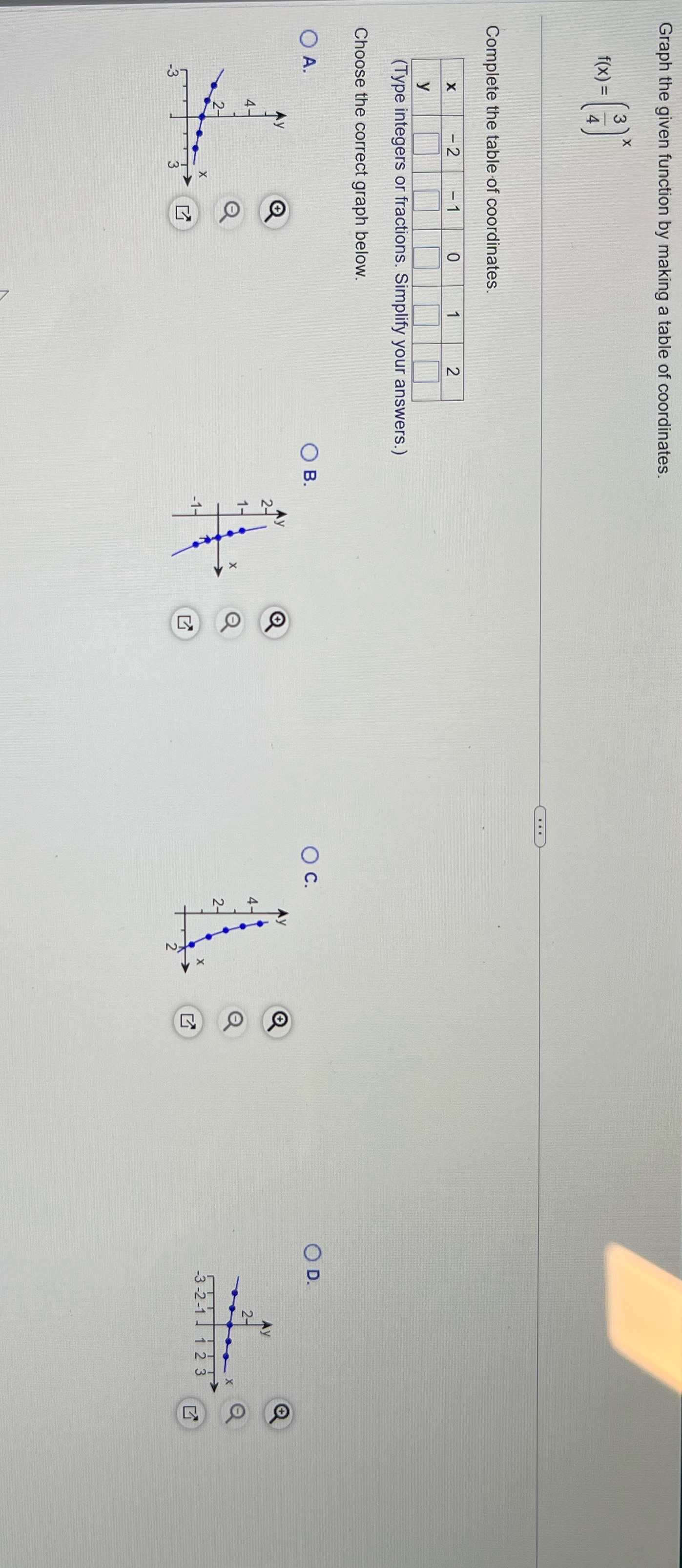 Please solve this Graph the given function by making a table of