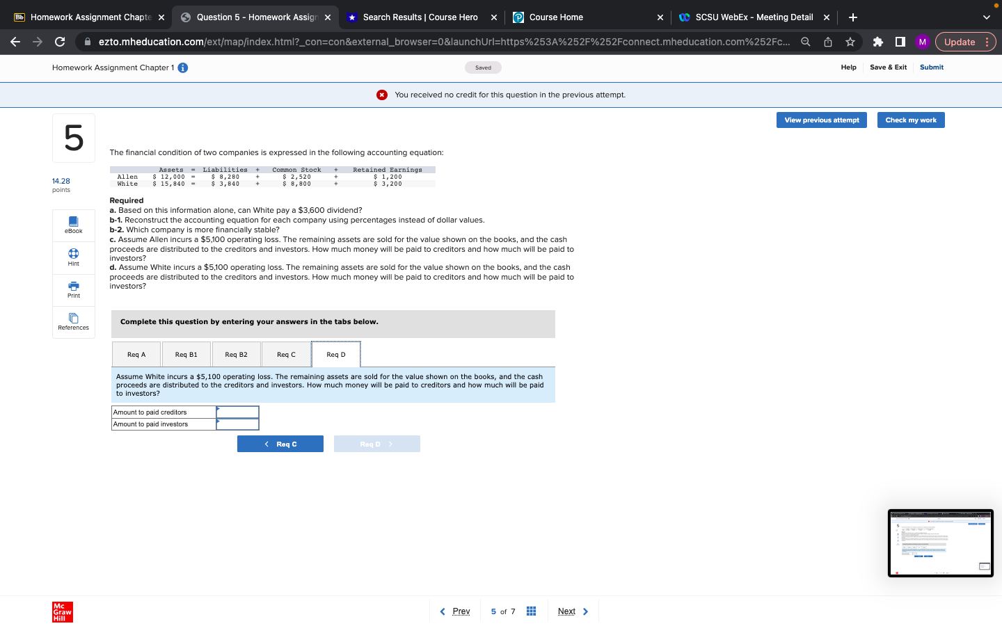 credit for this question in the previous attempt. View previous attempt Check