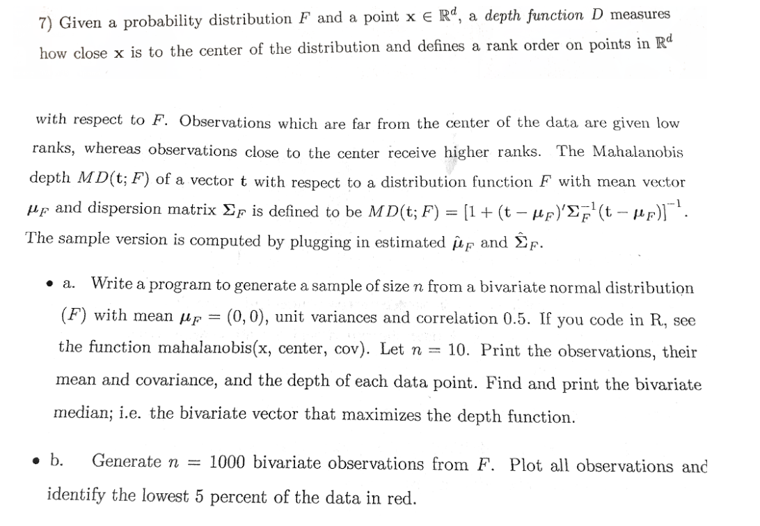  7) Given a probability distribution F and a point x 6