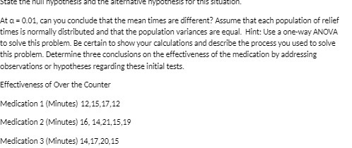state the null hypothesis and the alternative hypothesis for this situation.