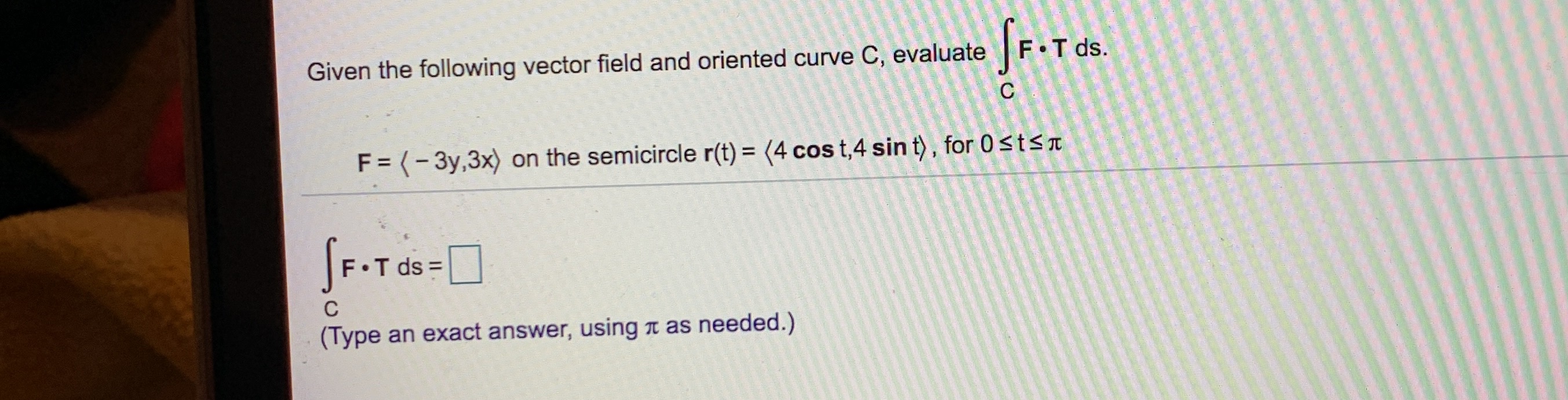 How would I work this problem? Given the following vector field and