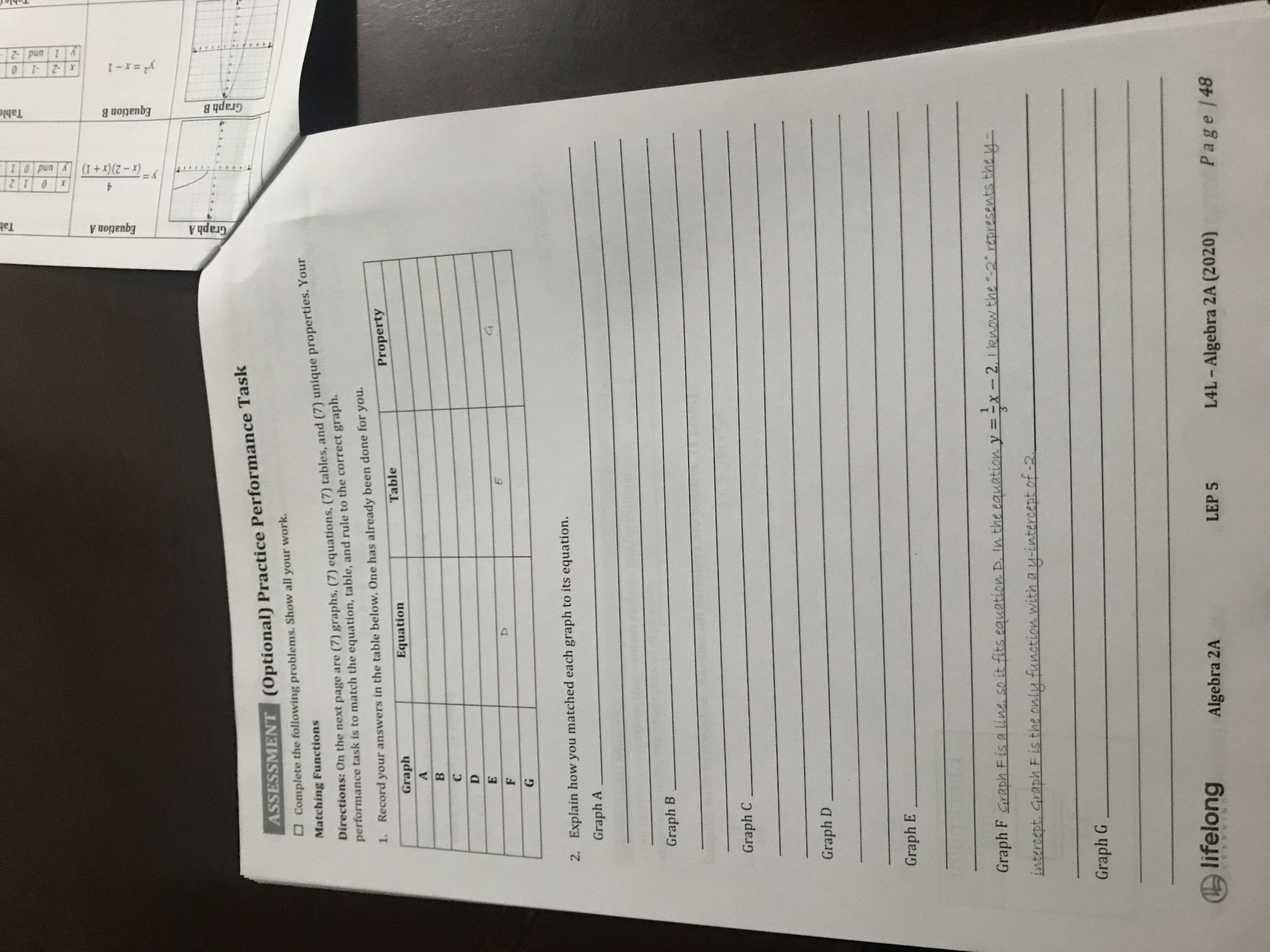  Table x 0 1 2 x -2 1 0 y 1