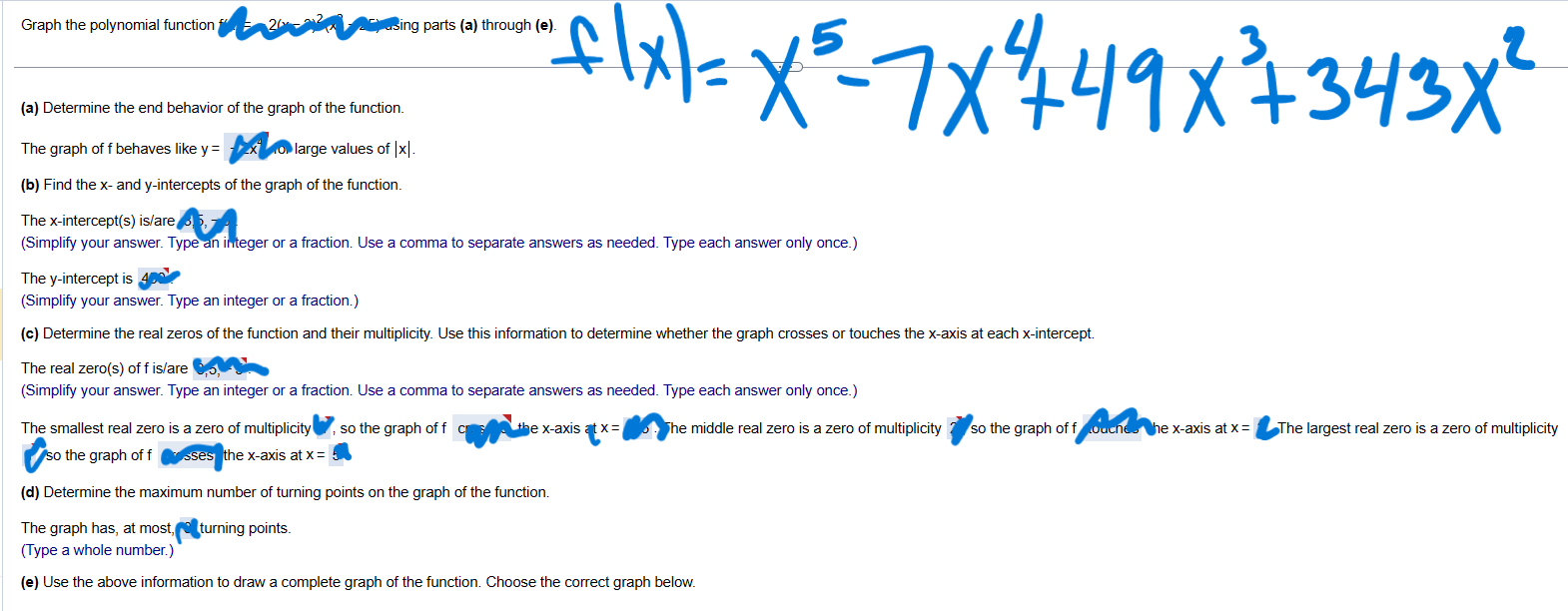 of the function. The x-intercept(s) is/are (Simplify your answer. Type an integer