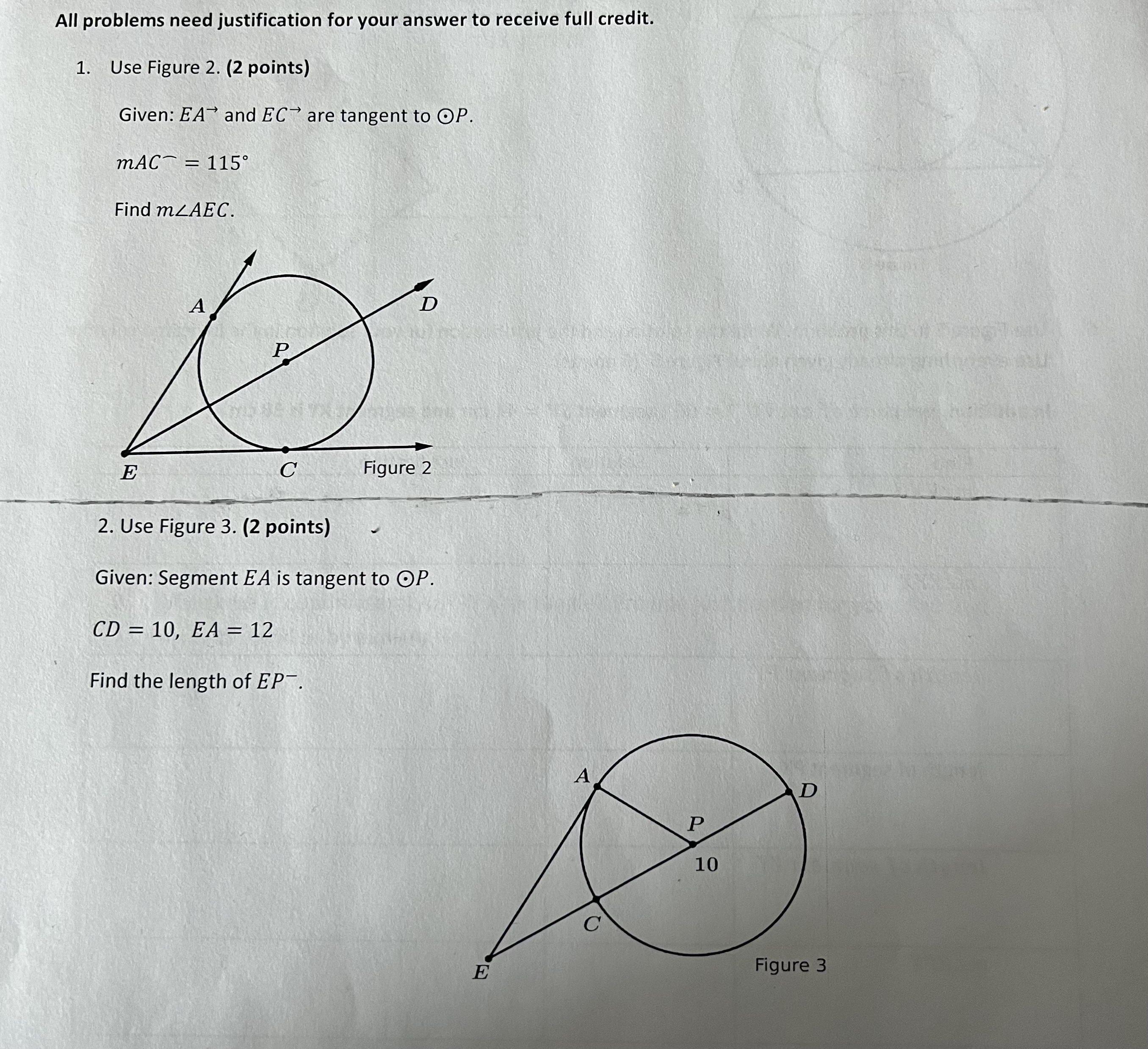 All problems need justification for your answer to receive full credit.