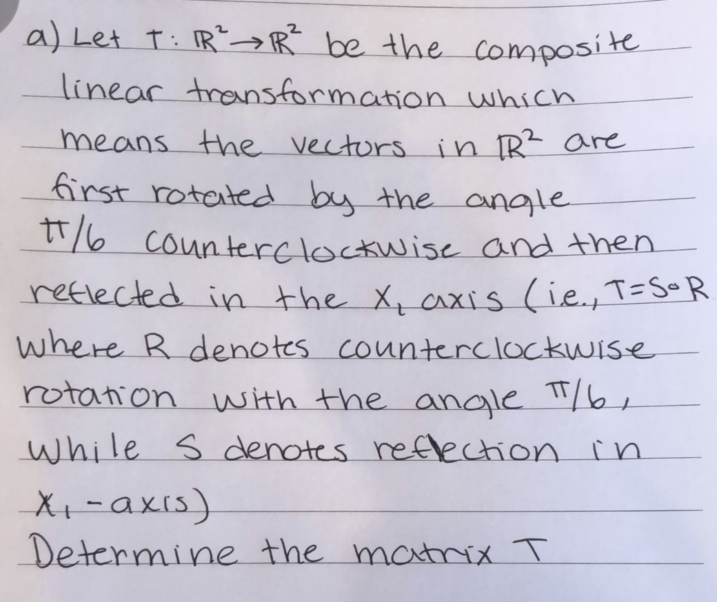 please send handwritten solution asap a ) Let T: IR " RR