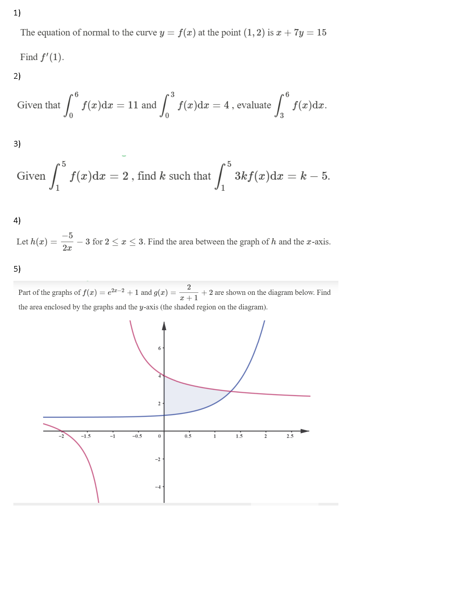 Please help to solve the calculus problems as followings: 1) The equation