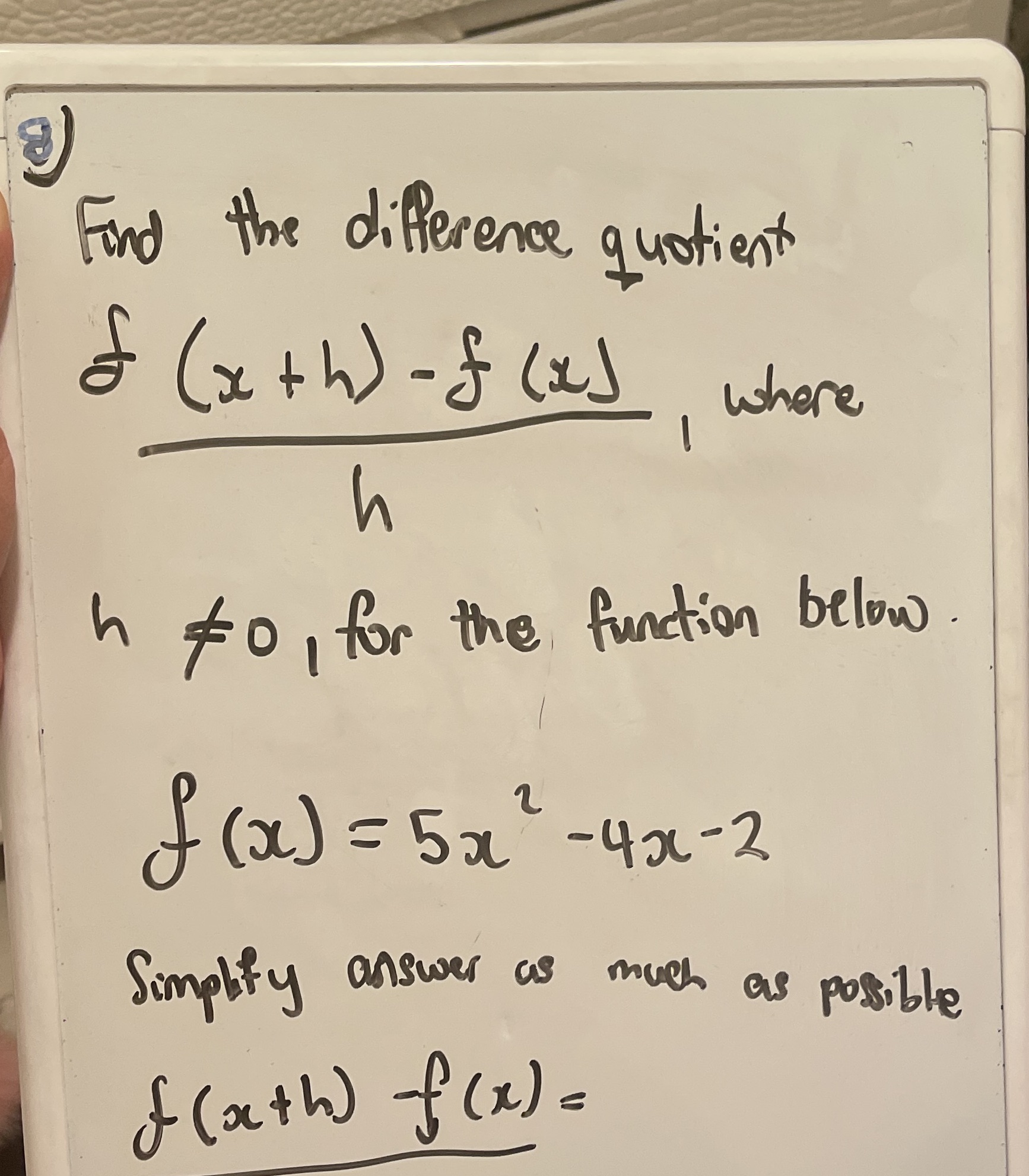  Find the difference quotient - ( xth )-8 (x) where h