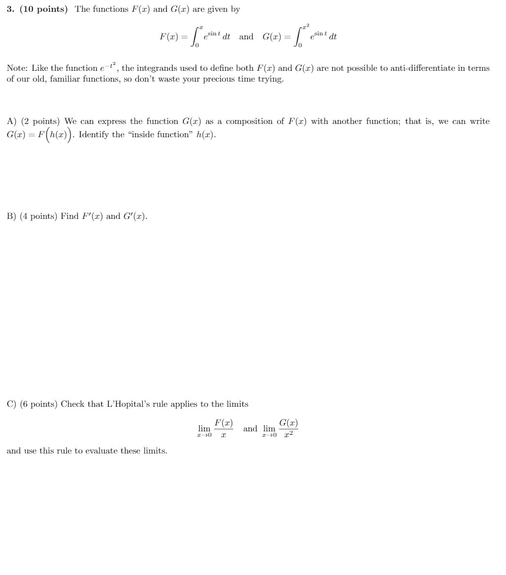  3. (10 points) The functions F(r) and G(r) are given by