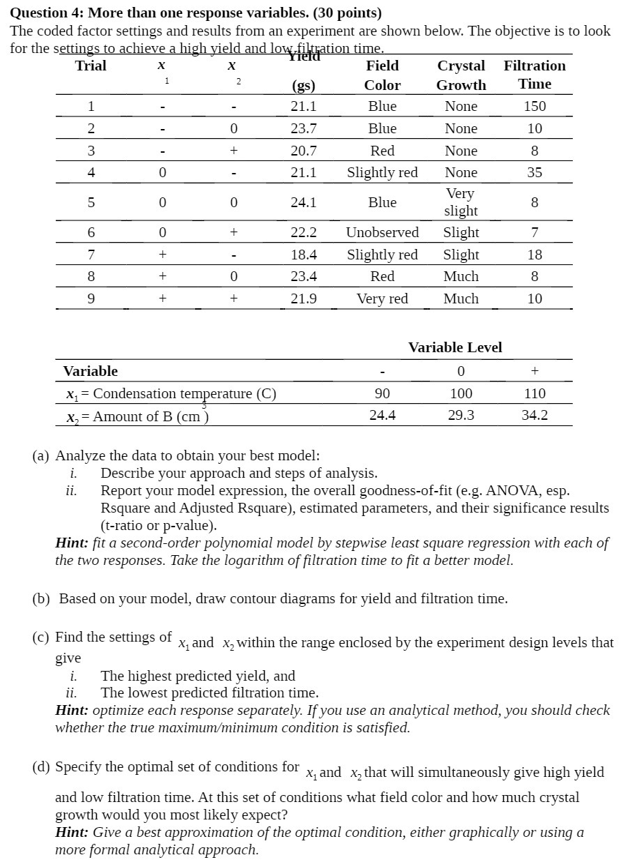 Question 4: More than one response variables. (30 points) The coded