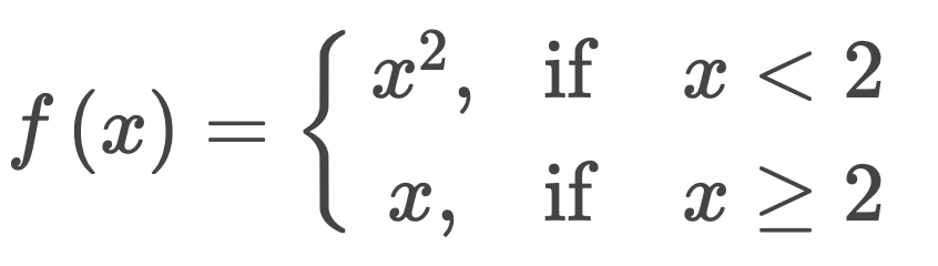 Graph piecewise defined function. Indicate the points included or excluded by using