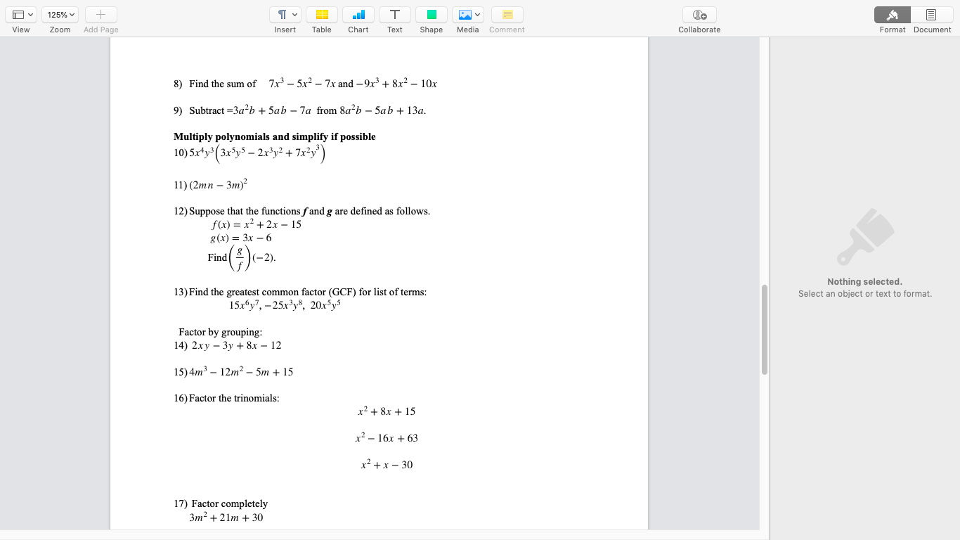 Text Shape Media Comment Collaborate Format Document 1) - 3(5x + 2)
