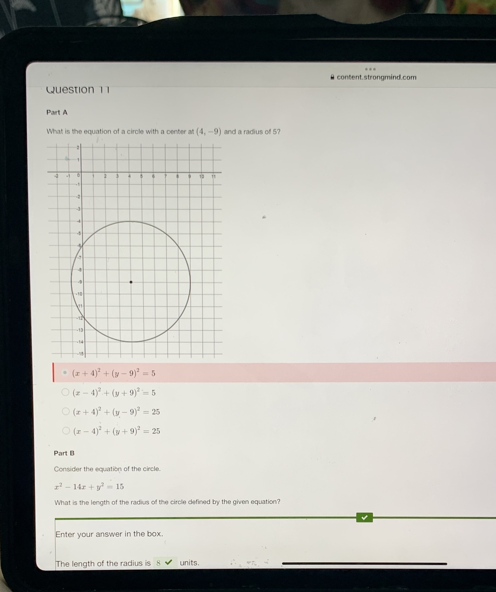 . .. content.strongmind.com Question 11 Part A What is the equation
