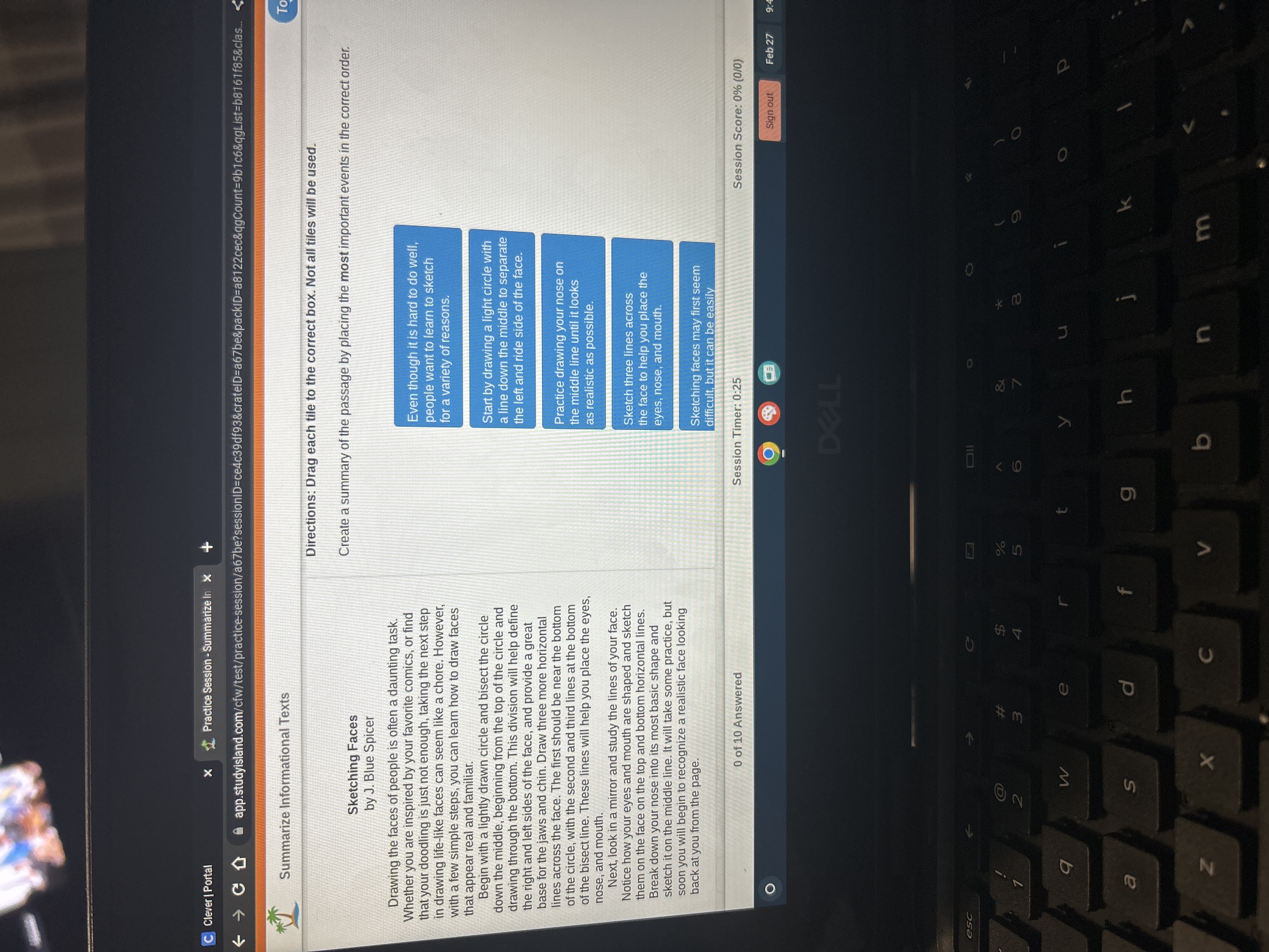 C Clever | Portal Practice Session - Summarize In @ @