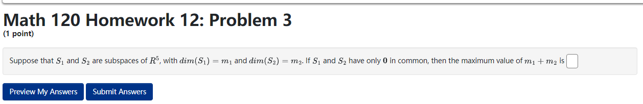 Complete these simple exercises Math 120 Homework 12: Problem 3 (1 point)