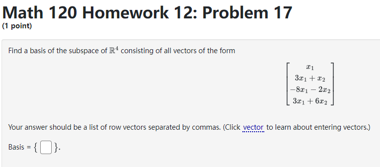 Problem 7 (1 point} Determine if the set of 1r-rectors is a