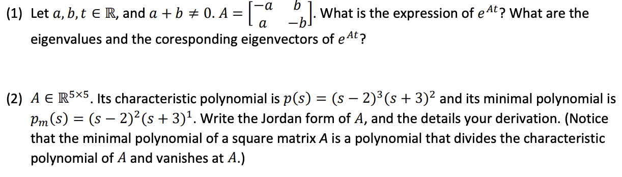 (1) Let a, b,t E R, and a + b at