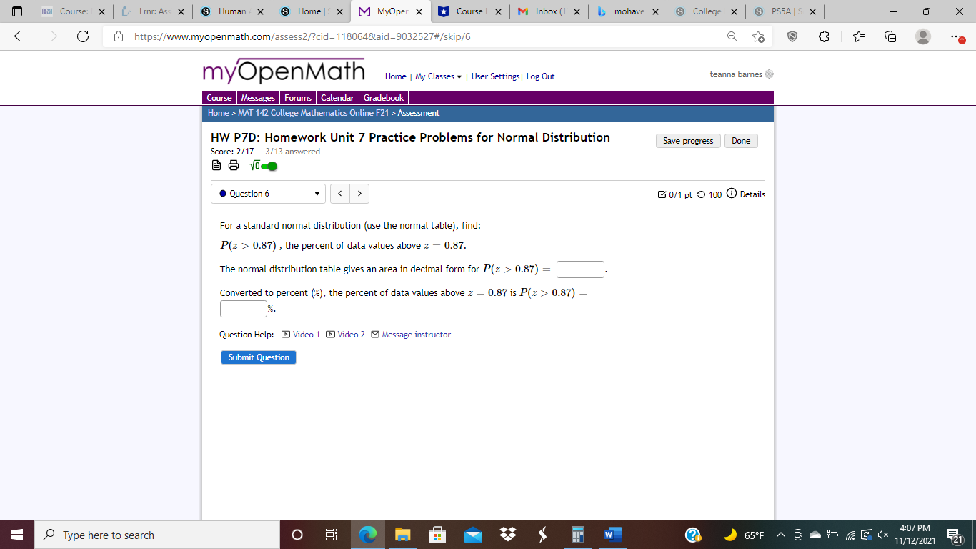 HM Course: | X | Linn: Ass X @ Human /