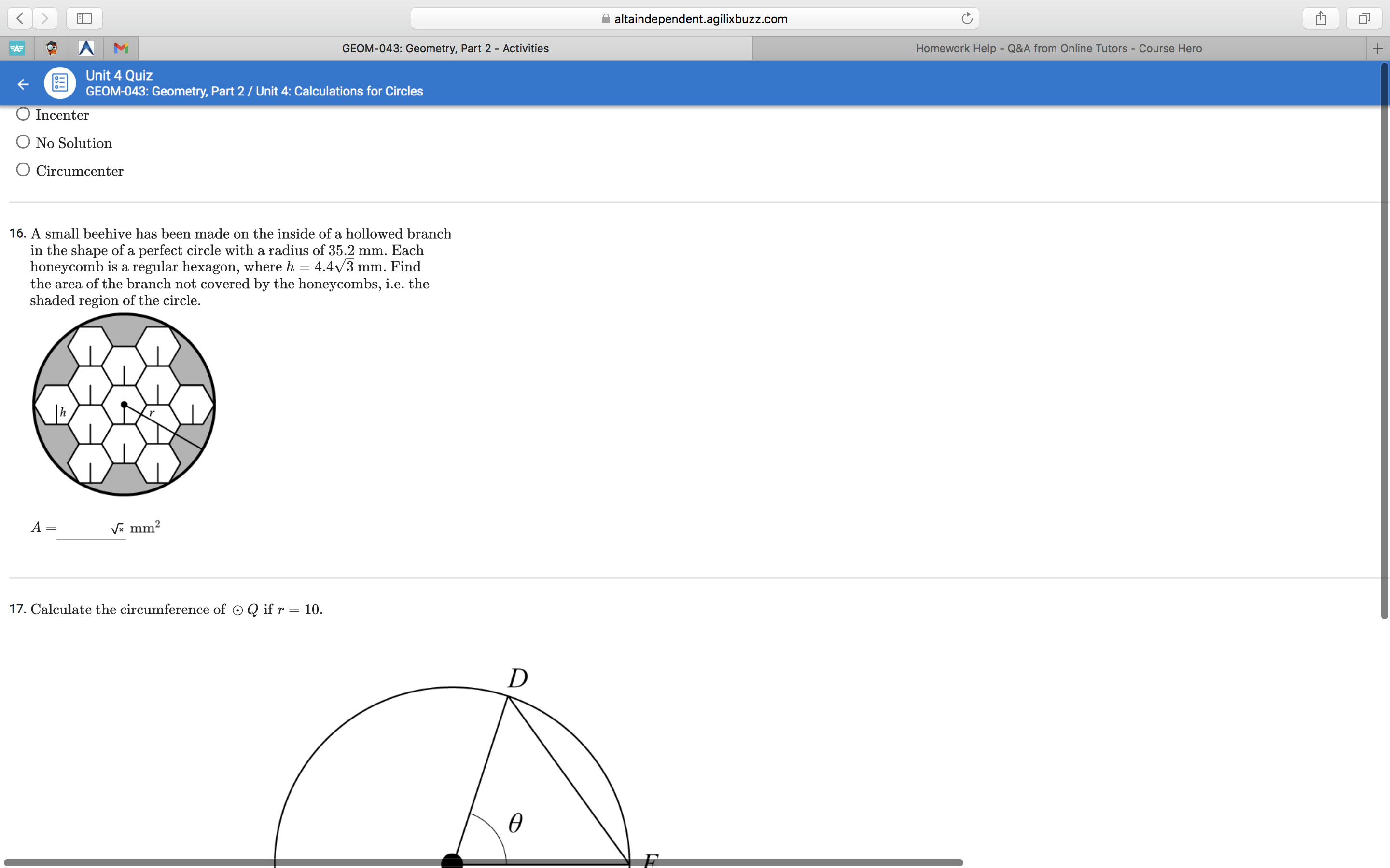 6.93T O None of these answers are correct. 2. Identify the radian