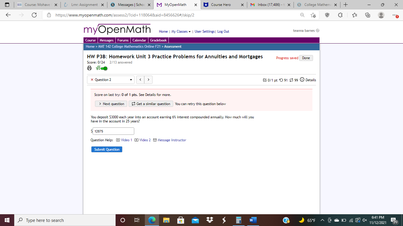  Course: Mohave ( X ] [ Linn: Assignment X | Messages