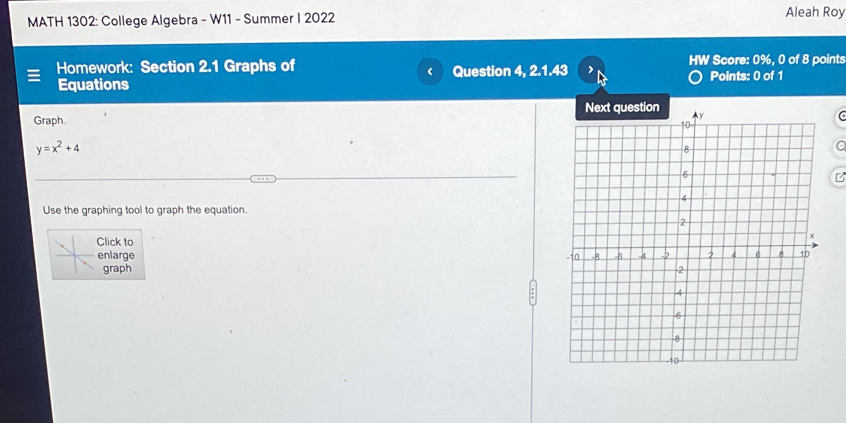 I need 2 plotting points for a graph using the equationAnswers cannot