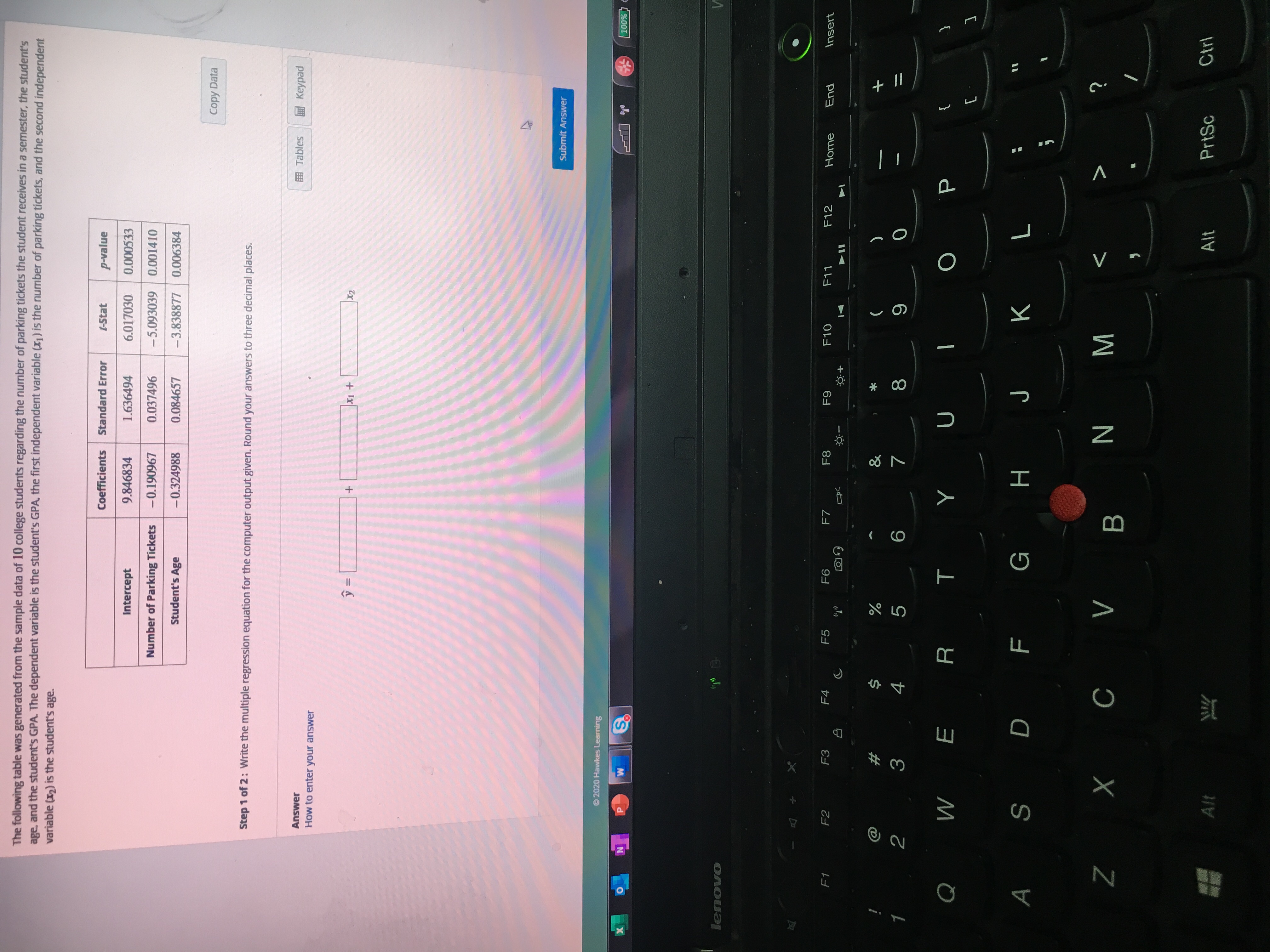 Write the multiple regression equation for the computer output given. Round your