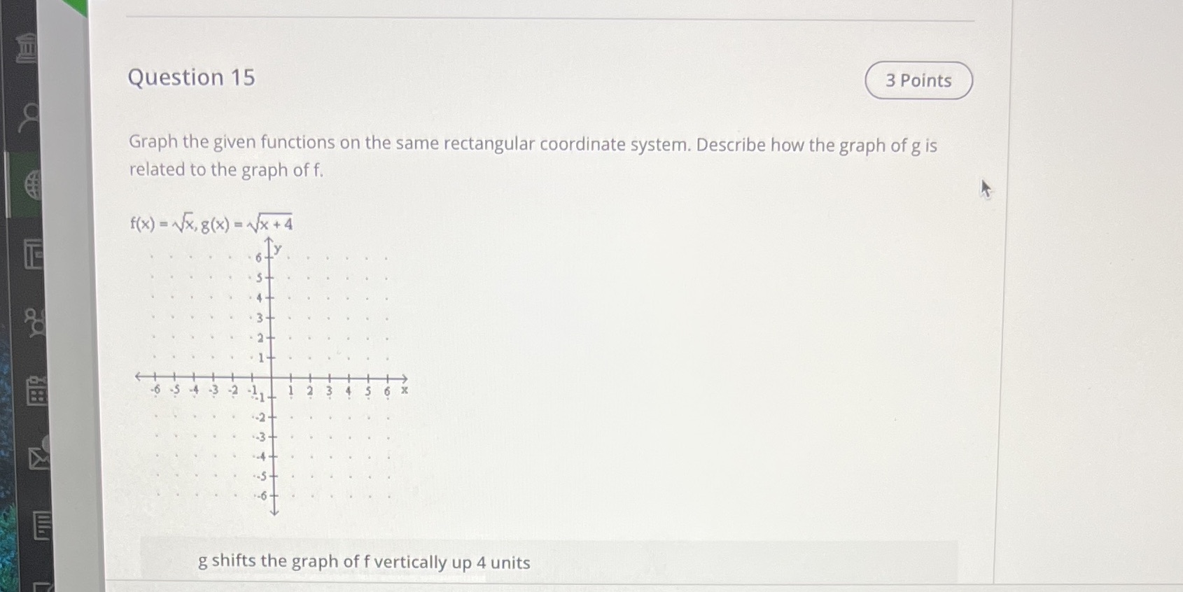  Question 15 3 Points Graph the given functions on the same