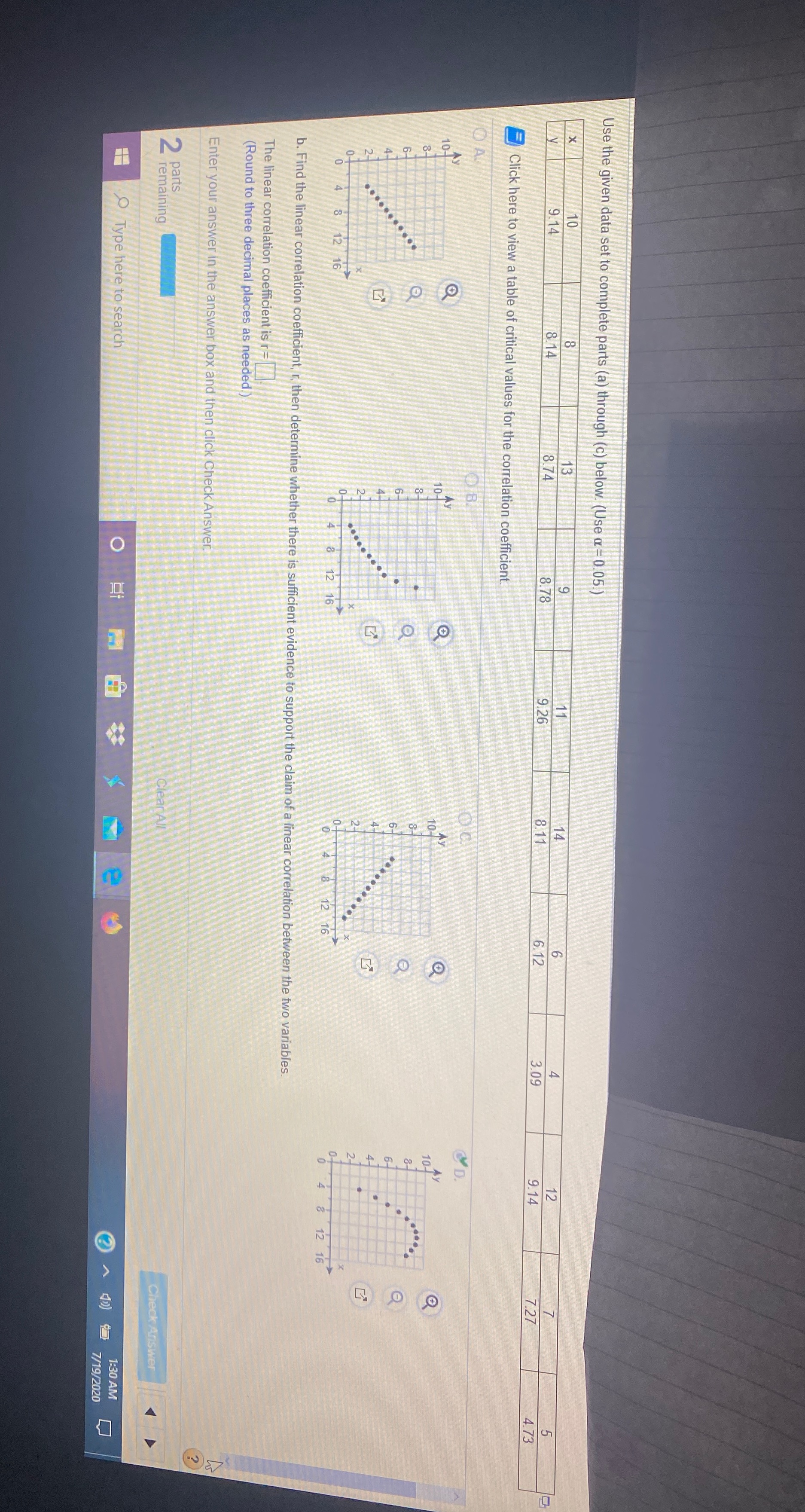 Please help me solve for question B, thank you! Use the given