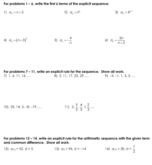  For problems 1 - 6, write the first 6 terms of