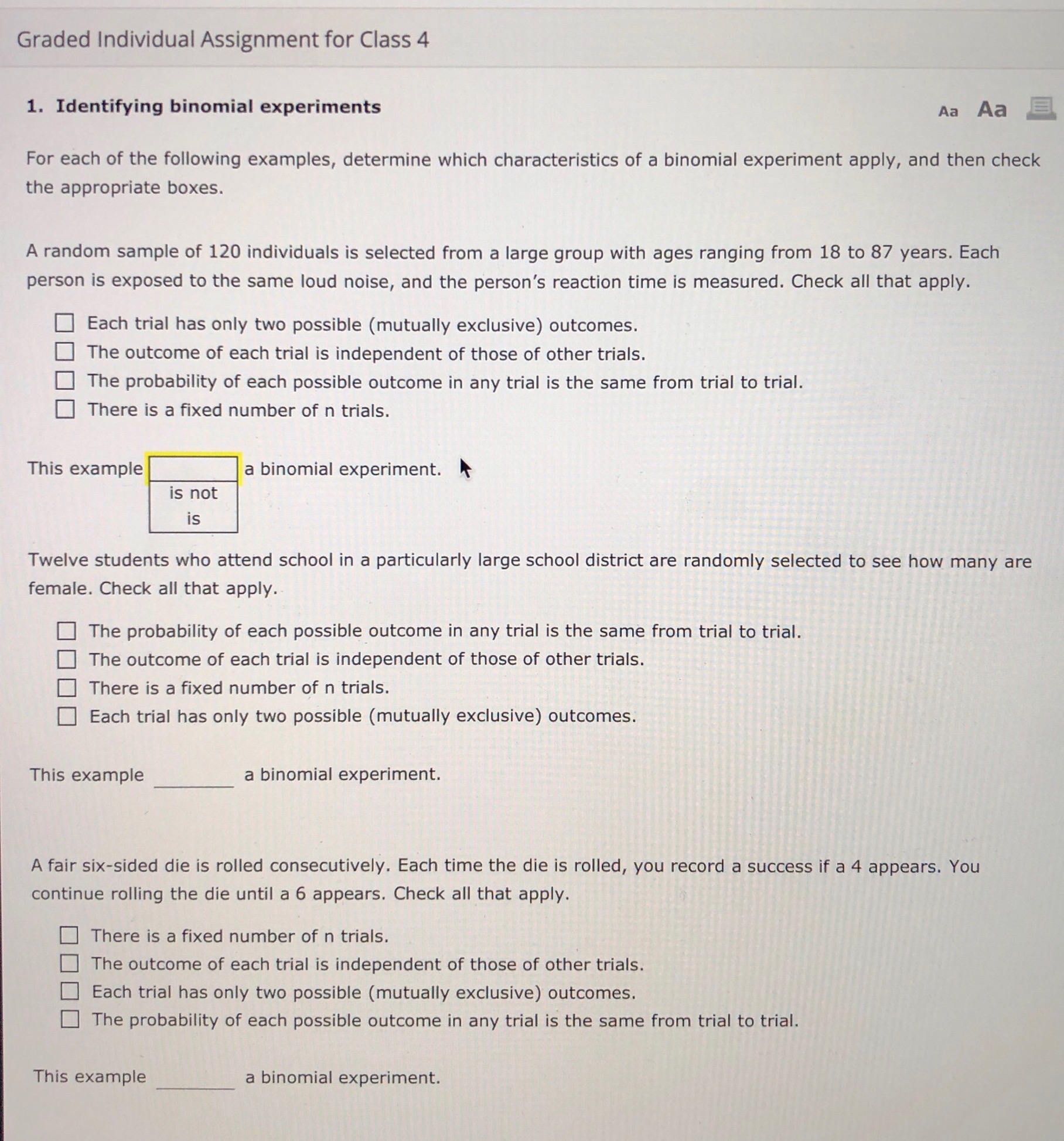 Please answer the following: Graded Individual Assignment for Class 4 1. Identifying