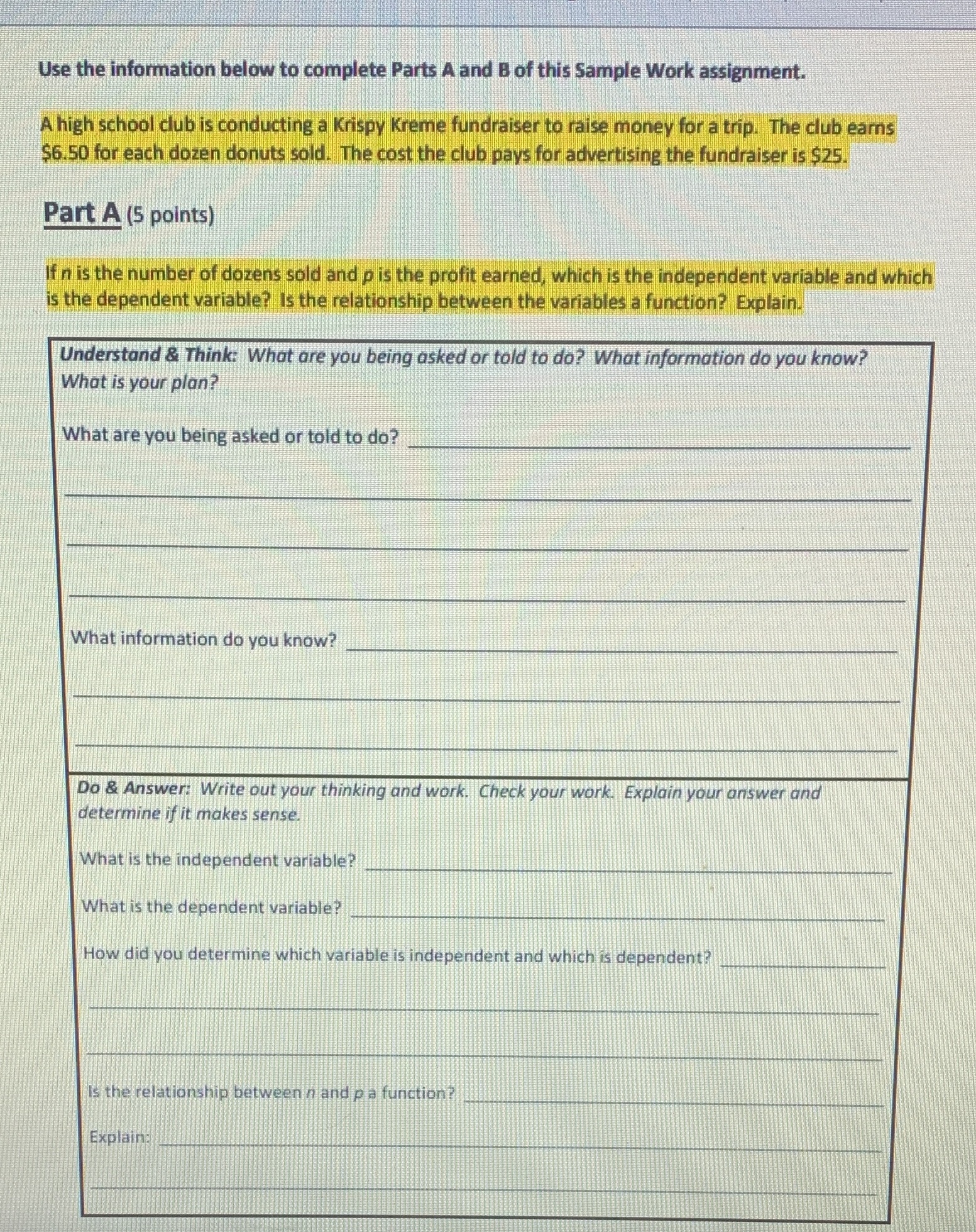 Grading Rubric:Part A Understand & ThinkRestates the request or command. 1 pointRecords