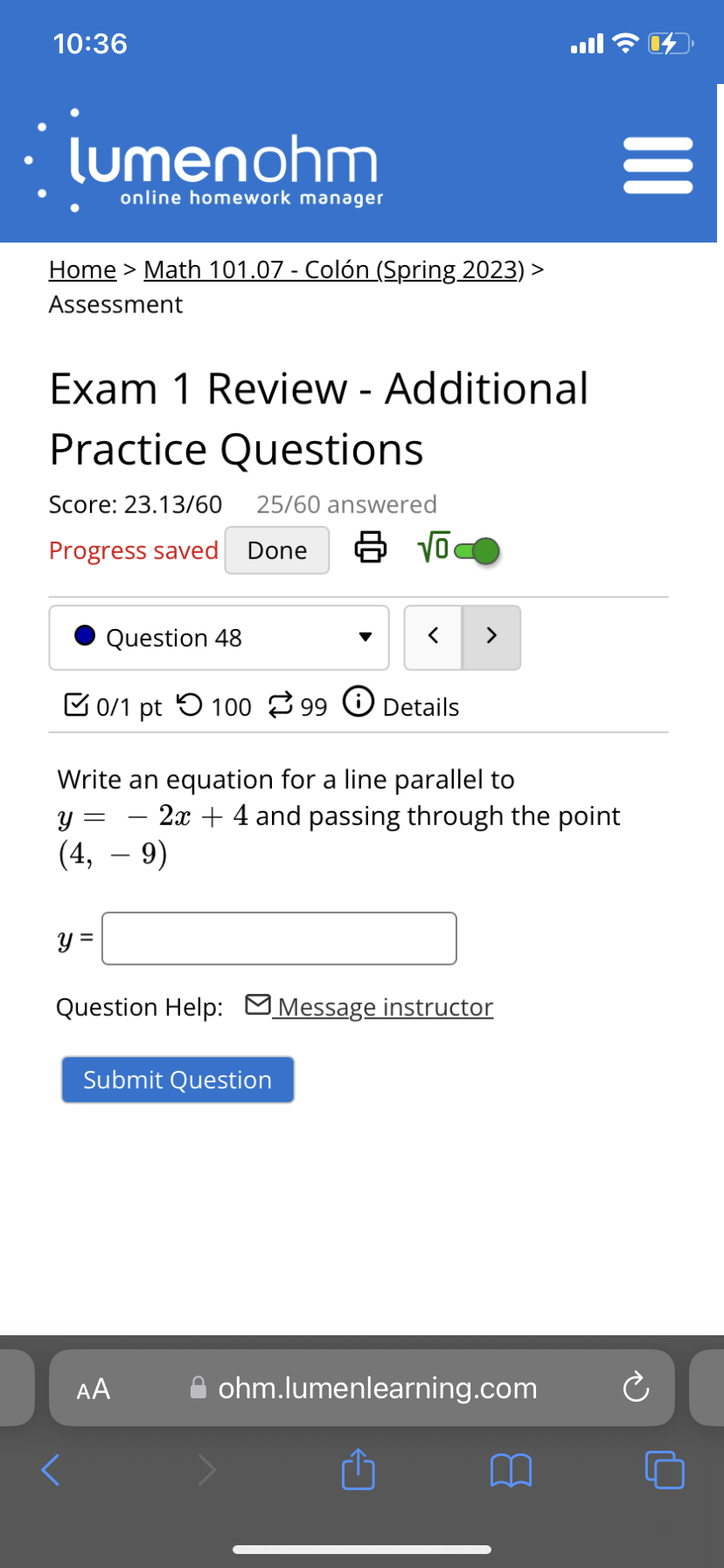 Question 47 v ( > Eon pt '0 100 899 O Details