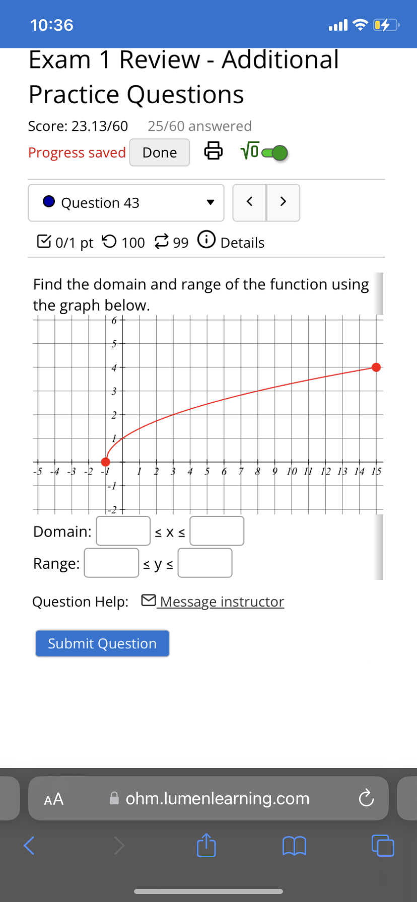 Question AA 8 0hm.|umen|earning.com 1036 all '5' If ' Progress saved Done
