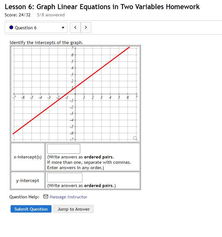  Lesson 6: Graph Linear Equations in Two Variables Homework Score: 24/32